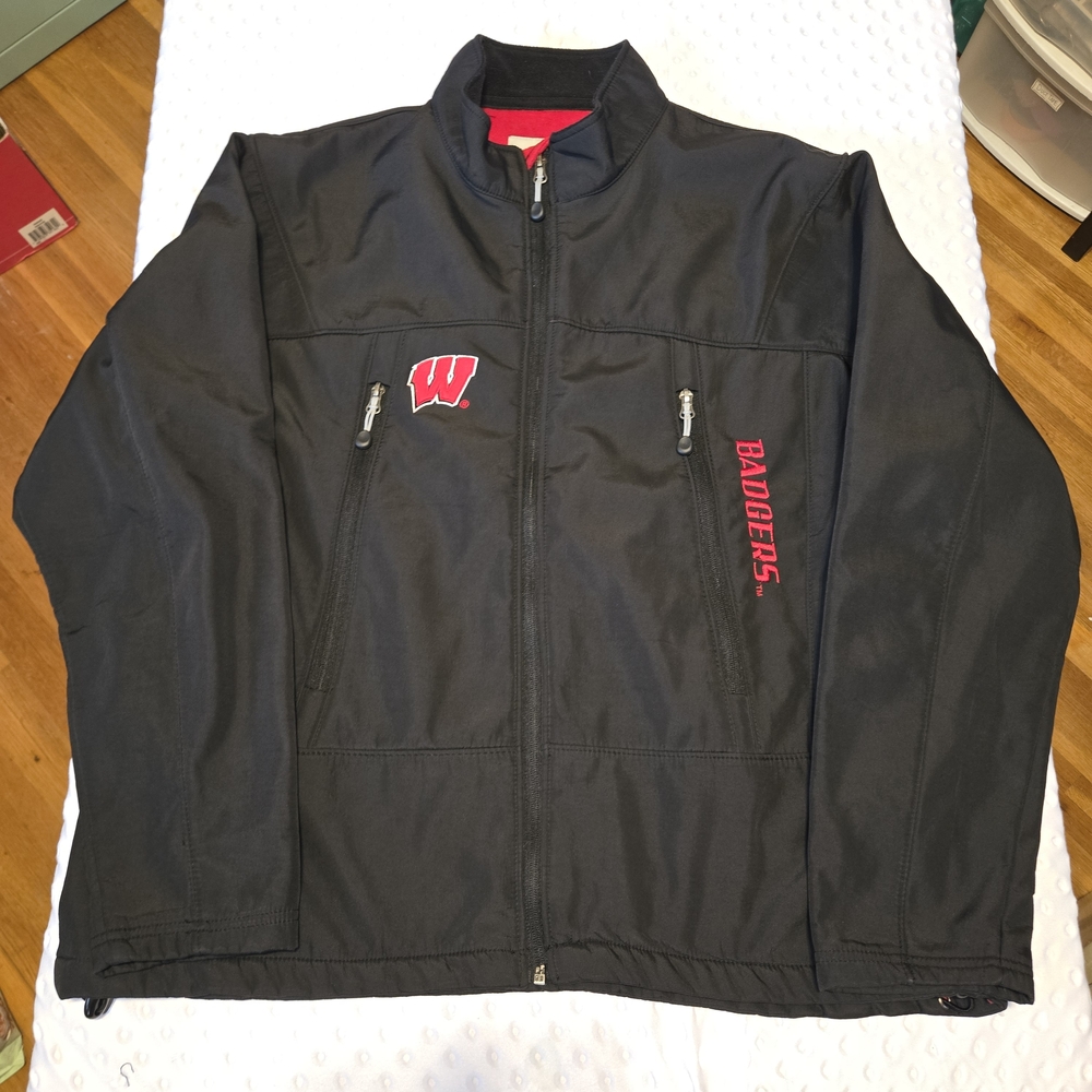 Wisconsin Badgers Jacket Size XL Men's Black Full zip Softshell